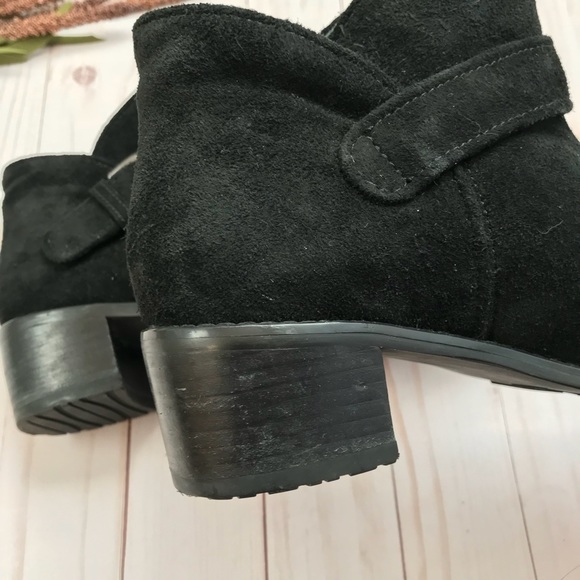 Stuart Weitzman Black Suede Dude Buckle Bootie - Picture 5 of 8